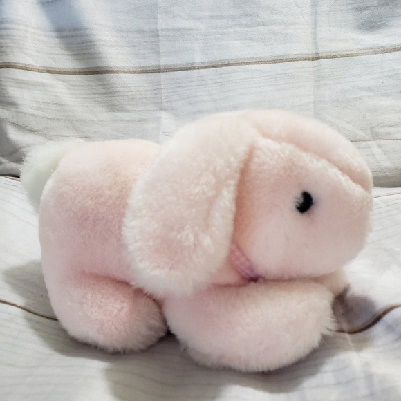 Vintage Windsor Collection By Chosun Pink White Bunny Rabbit 9" Stuffed Animal - Picture 4 of 9